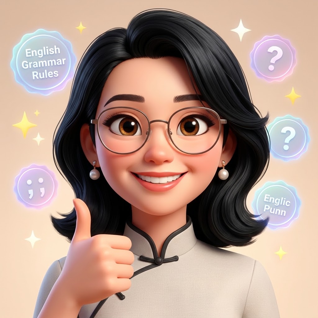3D animated Pixar style character portrait: Charming and witty teacher avatar with glasses giving thumbs up